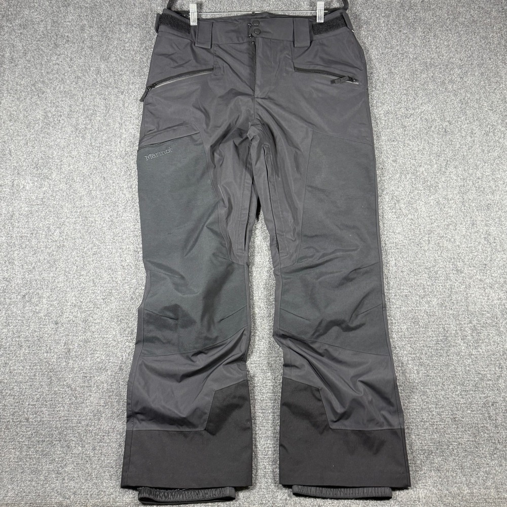 Marmot RECCO Ski Snowboard Pants Mens Large Nylon Black Cargo Snow Alpine #4014